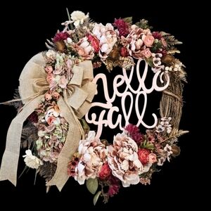 pink fall floral wreath